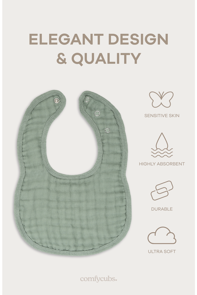 Muslin Bibs - Pack of 4, Alternate, color, Fern