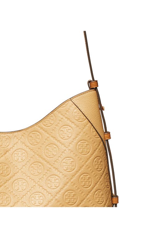 Tory Burch T Monogram Pebble Leather Messenger Bag In Brown