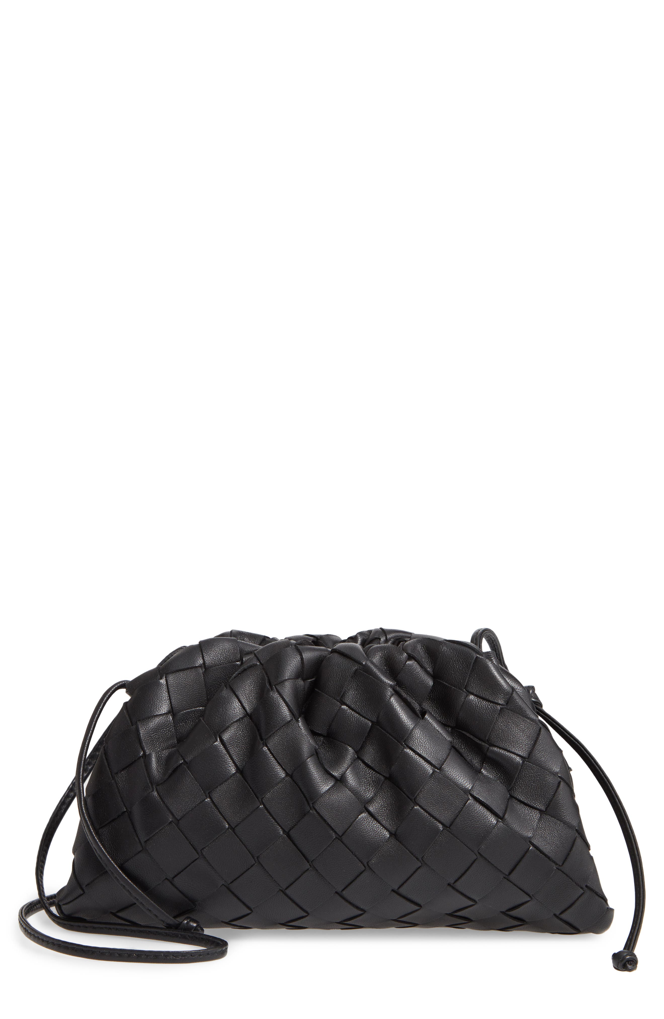 Bottega Veneta Small The Pouch Leather Clutch, Main, color, Nero/ Silver