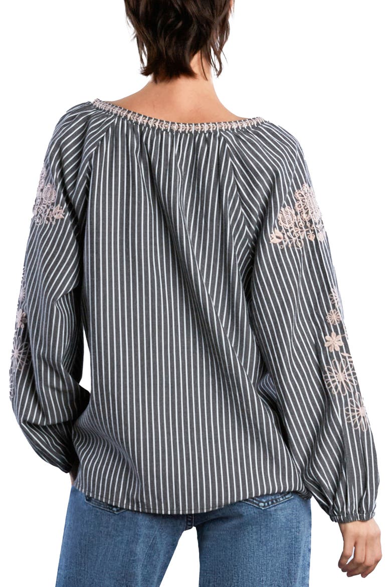 Cabo Stripe Embroidered Top, Alternate, color, SMOKE STRIPE