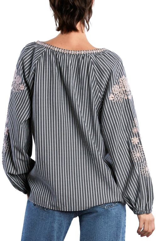 Billy T Cabo Stripe Embroidered Top In Smoke Stripe