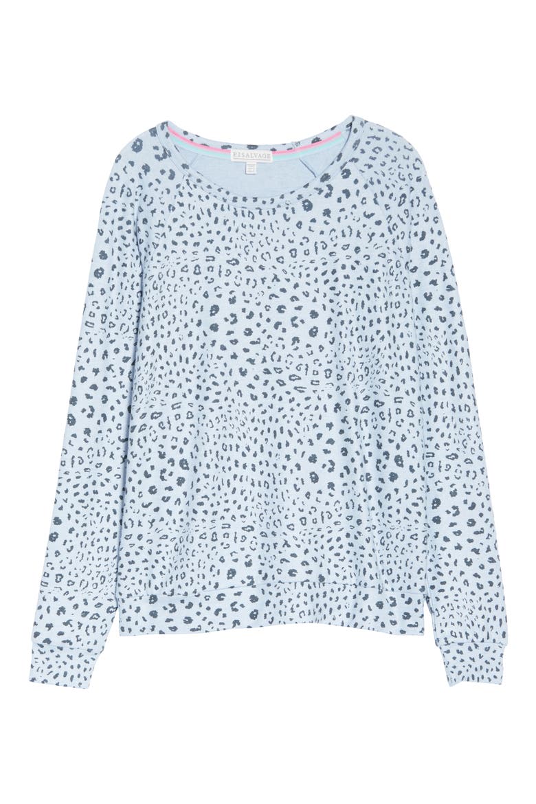 Peach Party Long Sleeve Sleep Shirt, Alternate, color, BLUE