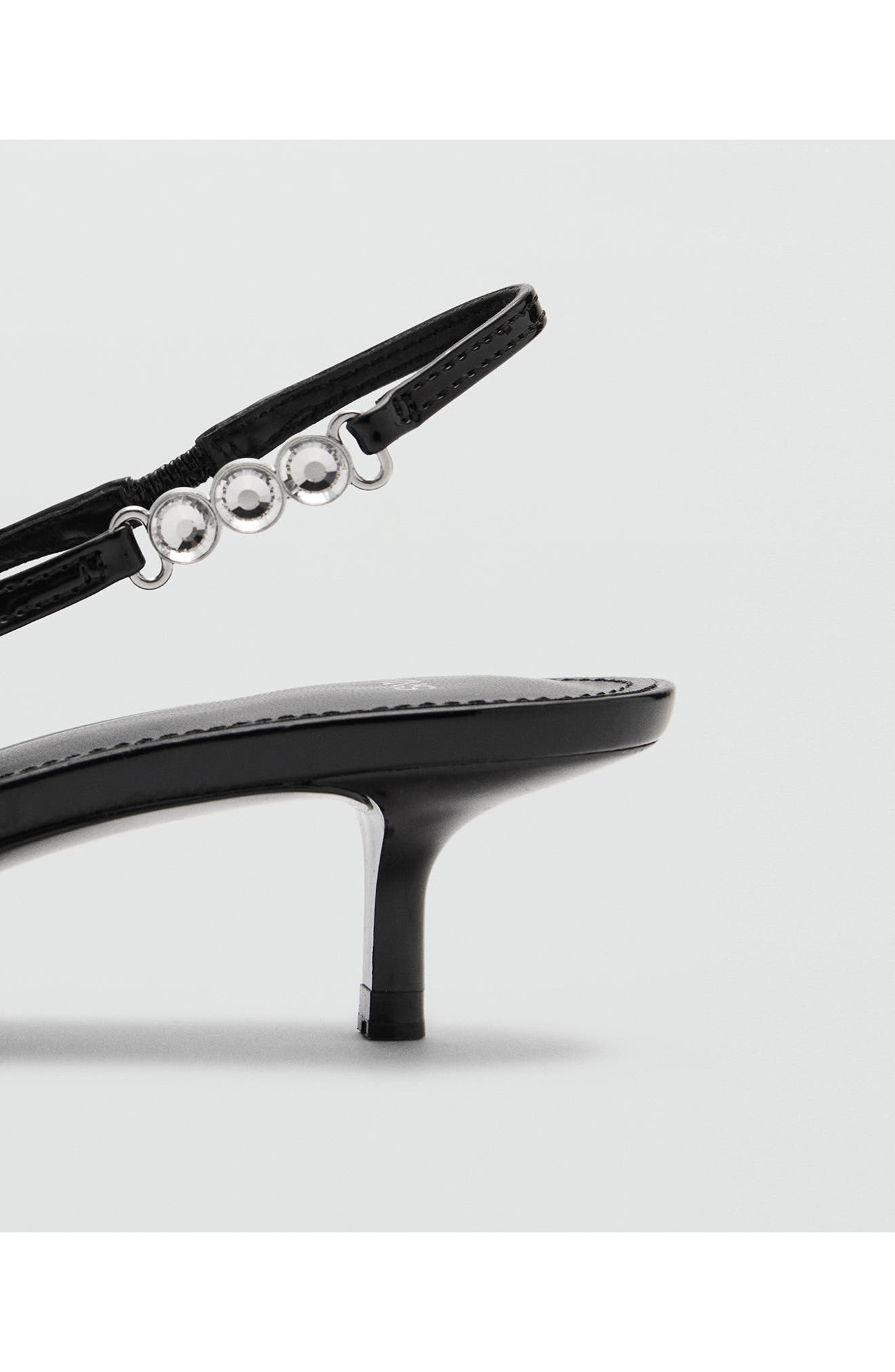 MANGO Crystal Pointed Toe Slingback Pump, Alternate, color, Black
