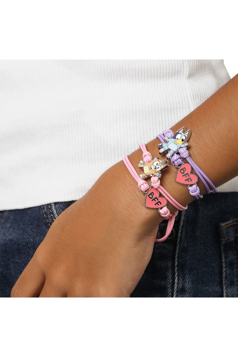 Adjustable Friendship Bracelet Set, Heart Charm, 4-Pack, Alternate, color, Multicolor