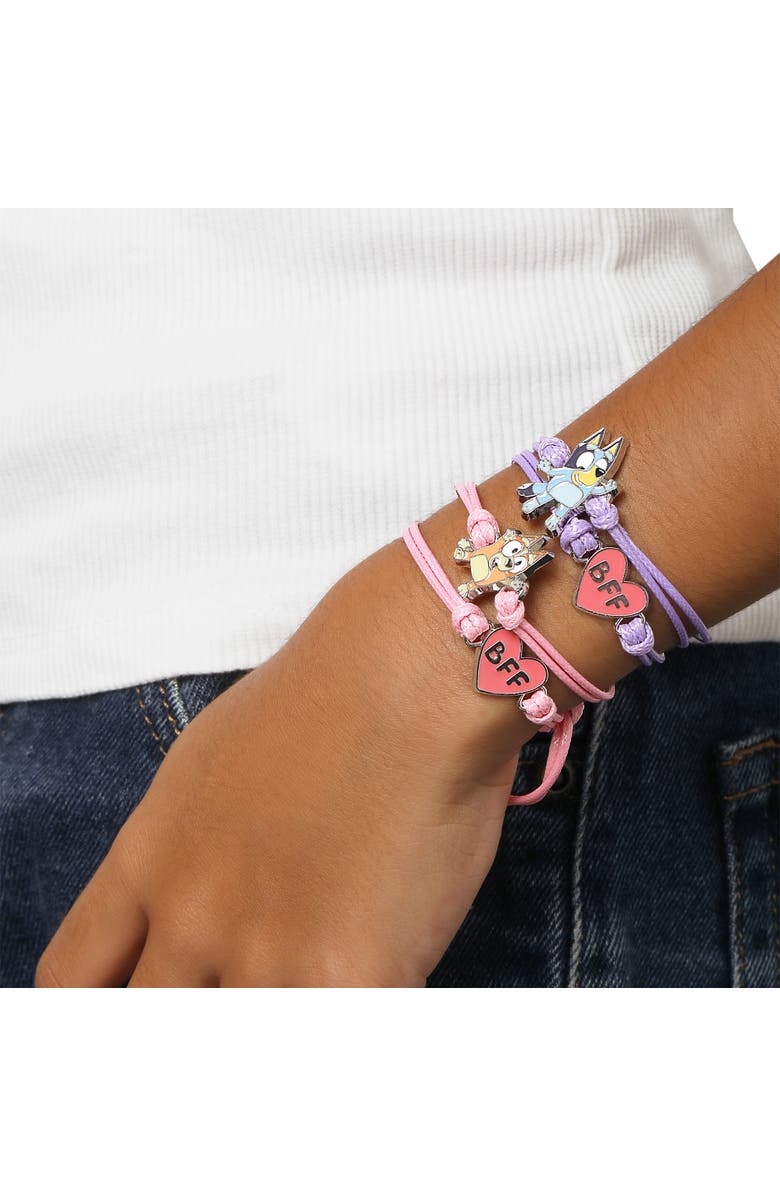 BLUEY Adjustable Friendship Bracelet Set, Heart Charm, 4-Pack, Alternate, color, Multicolor