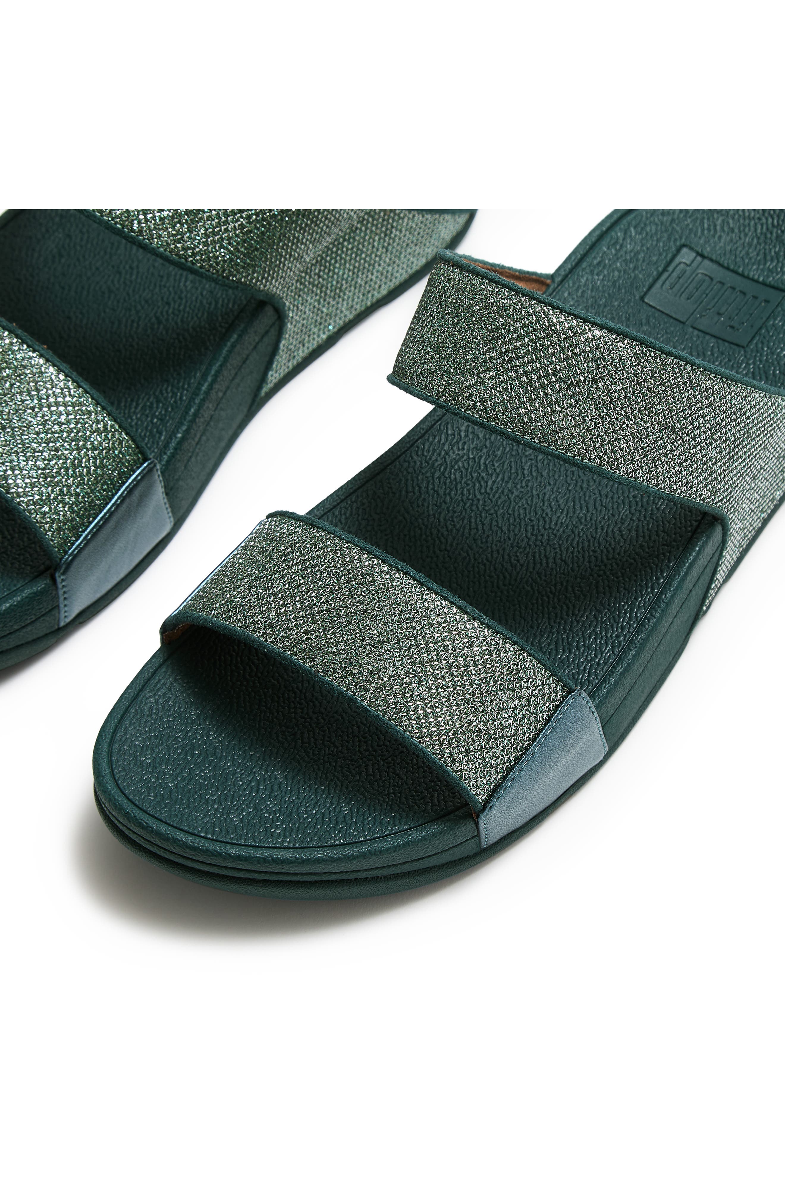 FitFlop Lulu ShimmerGlitz Slide Sandal, Alternate, color, Deep Ocean