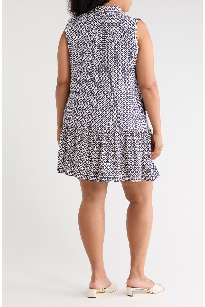 Sleeveless Ruffle Hem Shirtdress, Alternate, color, INDIGO/ CREAM CHAINMAIL GEO