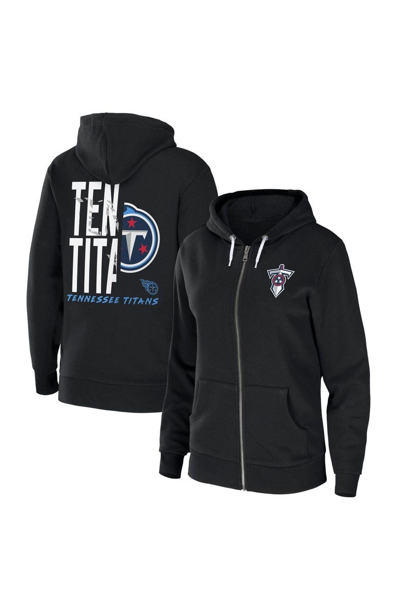 WEAR by Erin Andrews Women's WEAR by Erin Andrews Black Tennessee Titans Sponge Fleece Full-Zip Hoodie, Main, color, Black