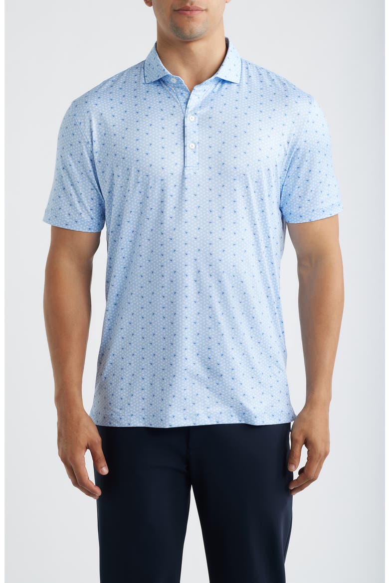 Backcourt Shuttlecock Print Featherweight Performance Polo, Main, color, KONA