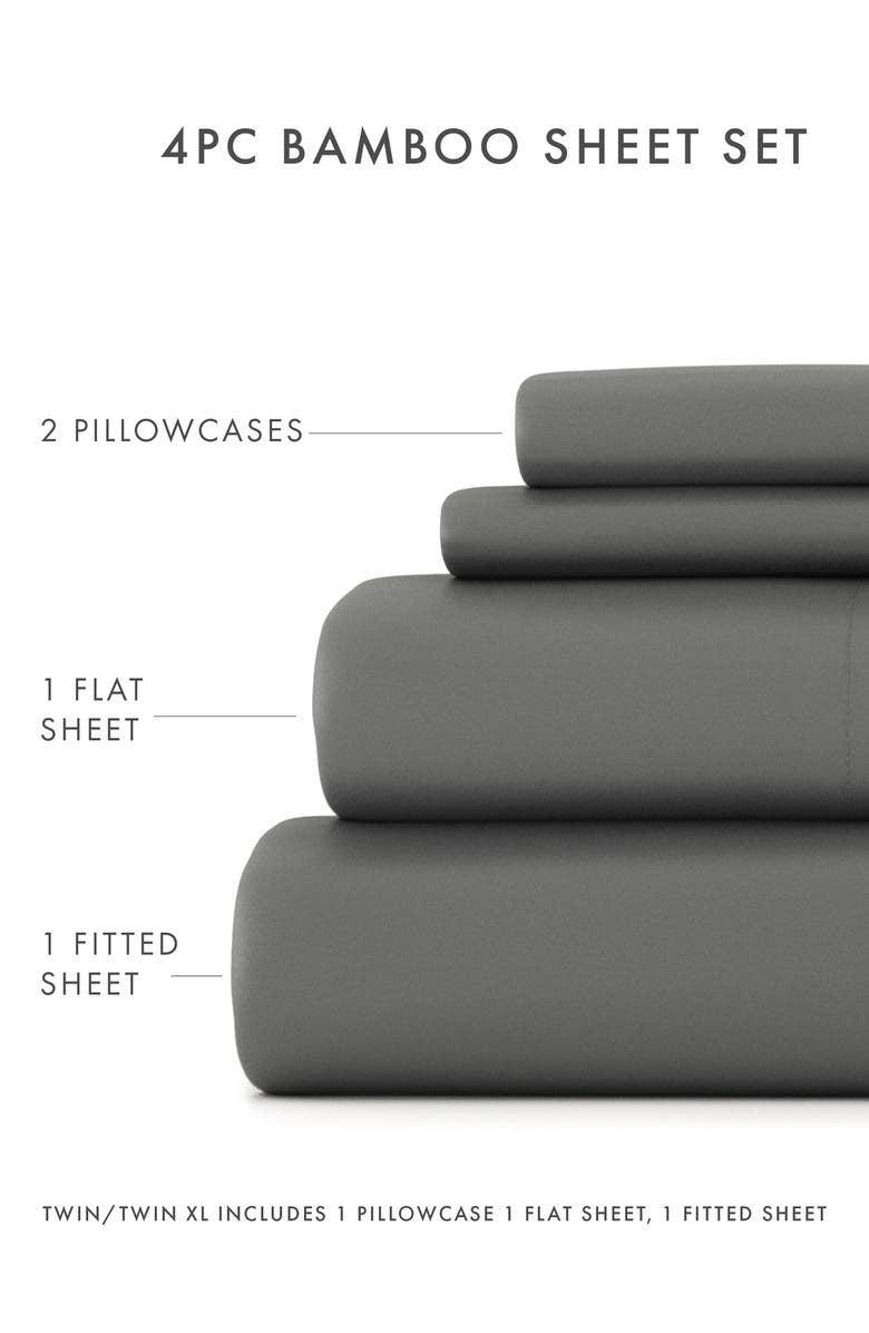 HOMESPUN Premium 4-Piece Luxury Bed Sheet Set, Alternate, color, Gray