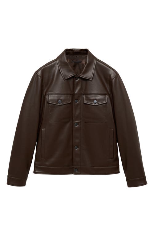 Mango Faux Leather Jacket With Pockets In Brown