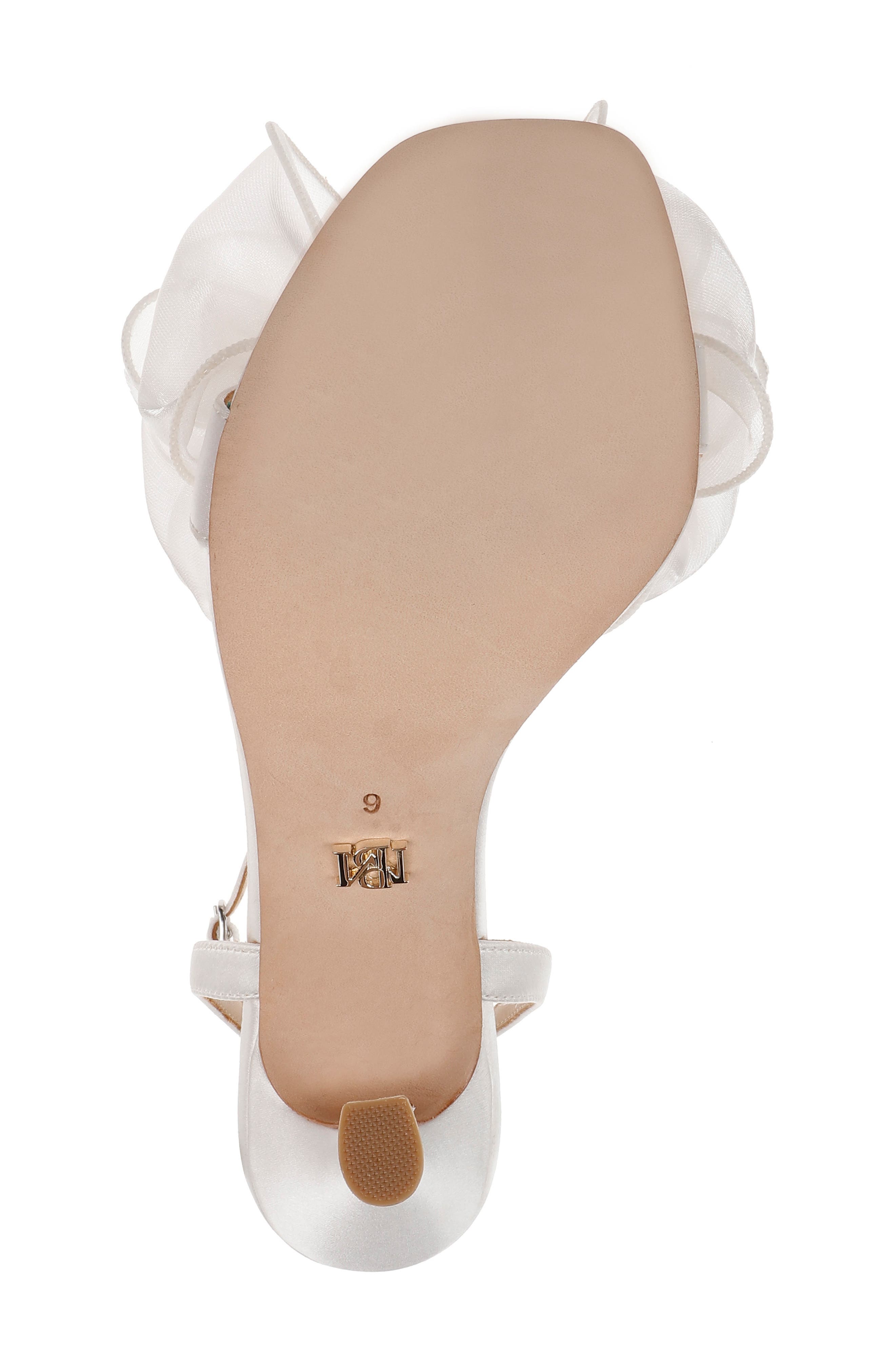 Nessie Mesh Bow Sandal, Alternate, color, WHITESATIN
