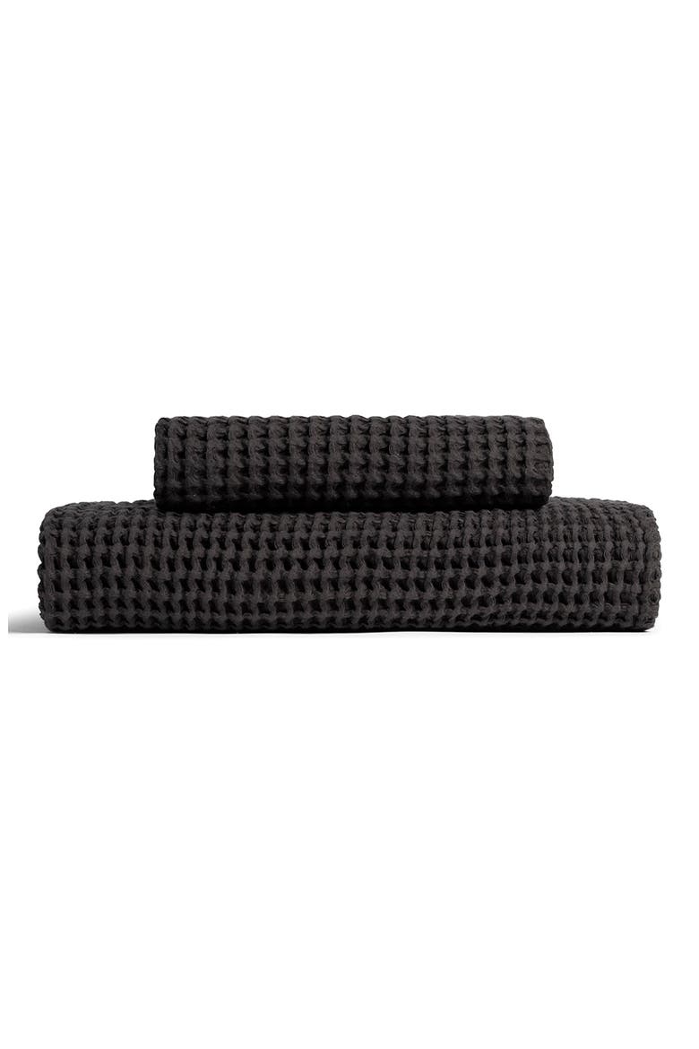 Waffle Hand Towel, Alternate, color, ONYX