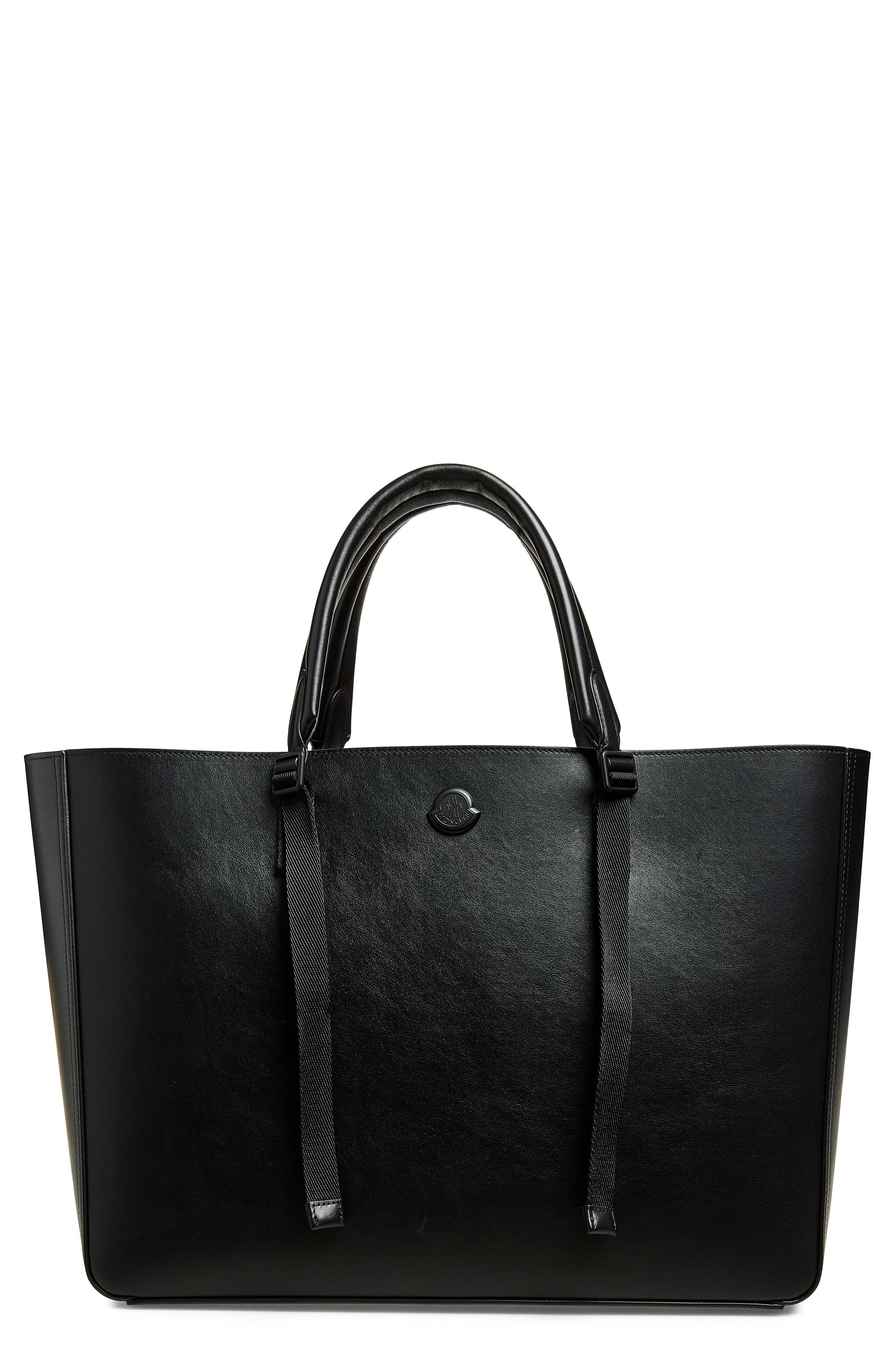 Carlo Leather Tote, Main, color, BLACK/ BLACK
