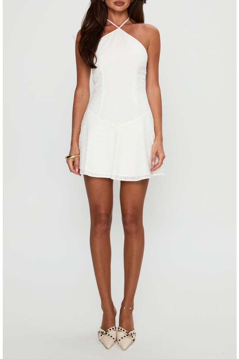 Flower Child Cotton Eyelet Halter Minidress, Main, color, WHITE