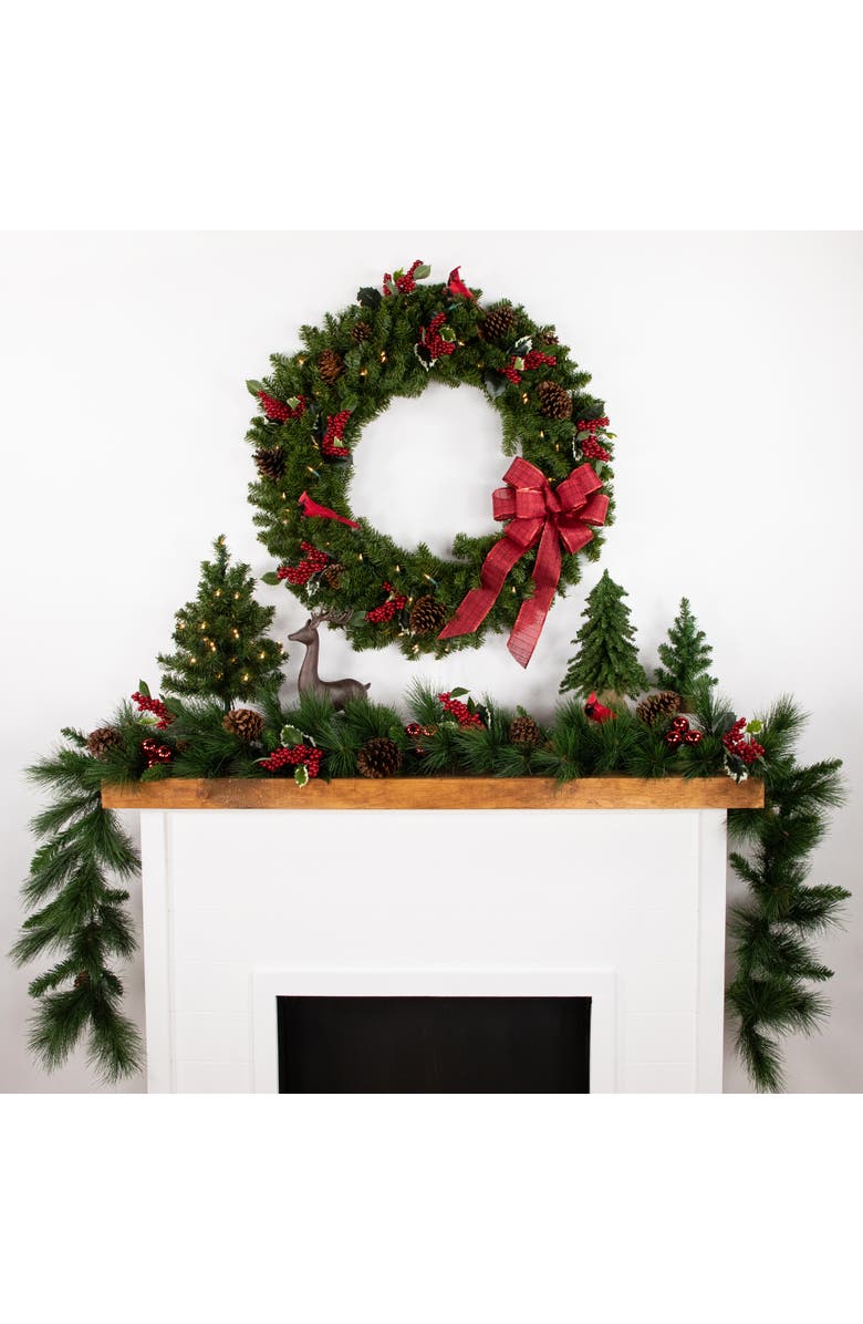 Northlight Pre-Lit Canadian Pine Artificial Christmas Wreath - 36" - Clear Lights, Alternate, color, Green