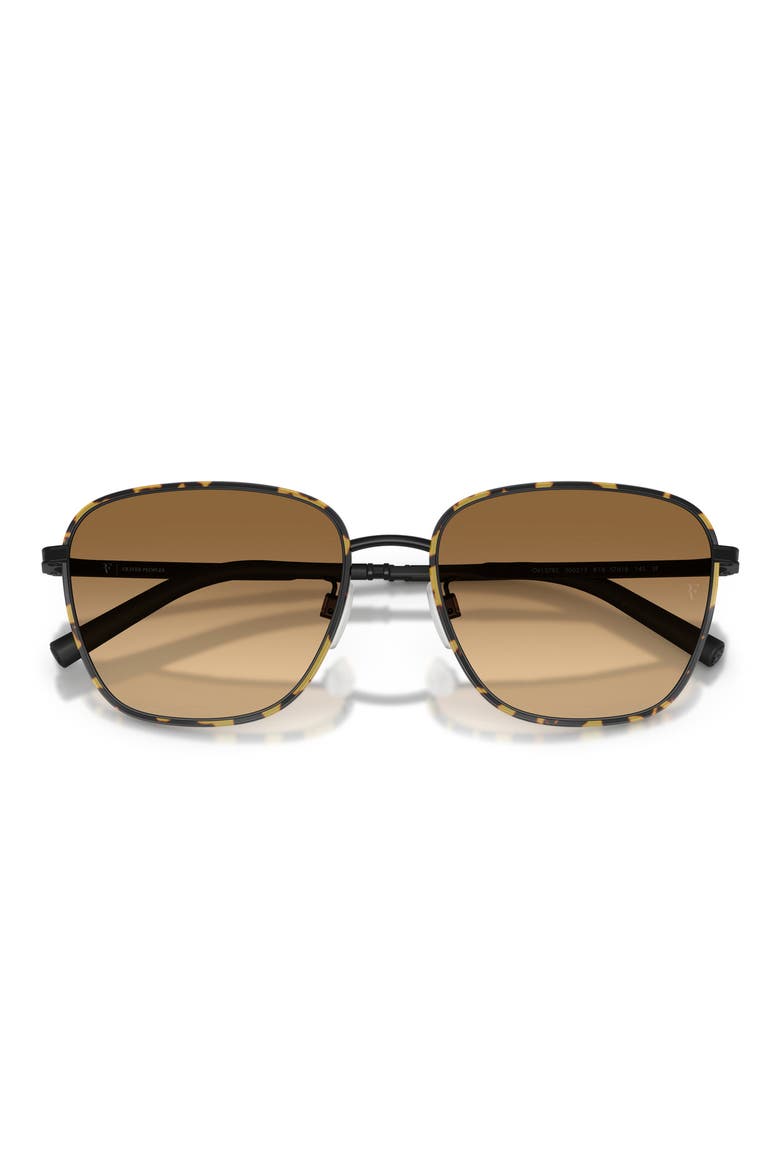 57mm Roger Federer R-18 Square Sunglasses, Alternate, color, MATTE BLACK / SADDLE