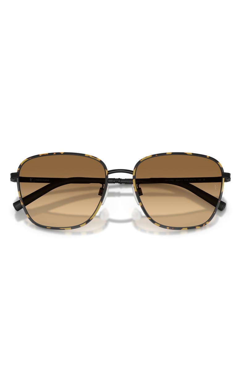 Oliver Peoples 57mm Roger Federer R-18 Square Sunglasses, Alternate, color, Matte Black / Saddle