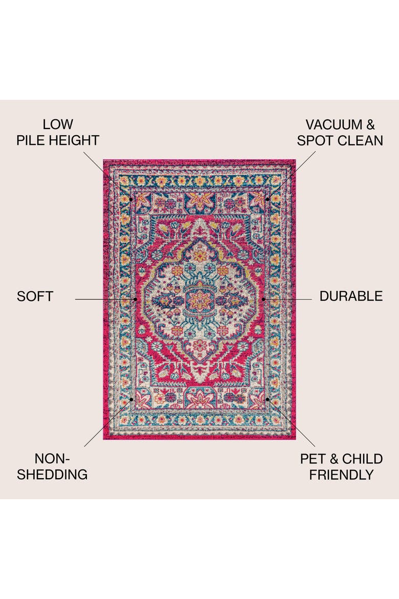 Bohemian FLAIR Boho Vintage Area Rug, Alternate, color, Pink/Ivory