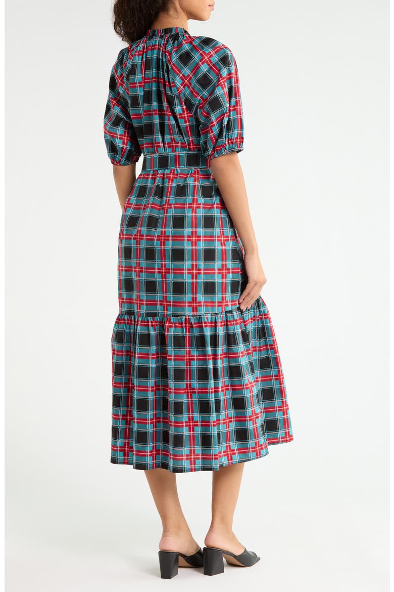 Wynette Plaid Tiered Cotton Midi Shirtdress, Alternate, color, MULTI-PLAID