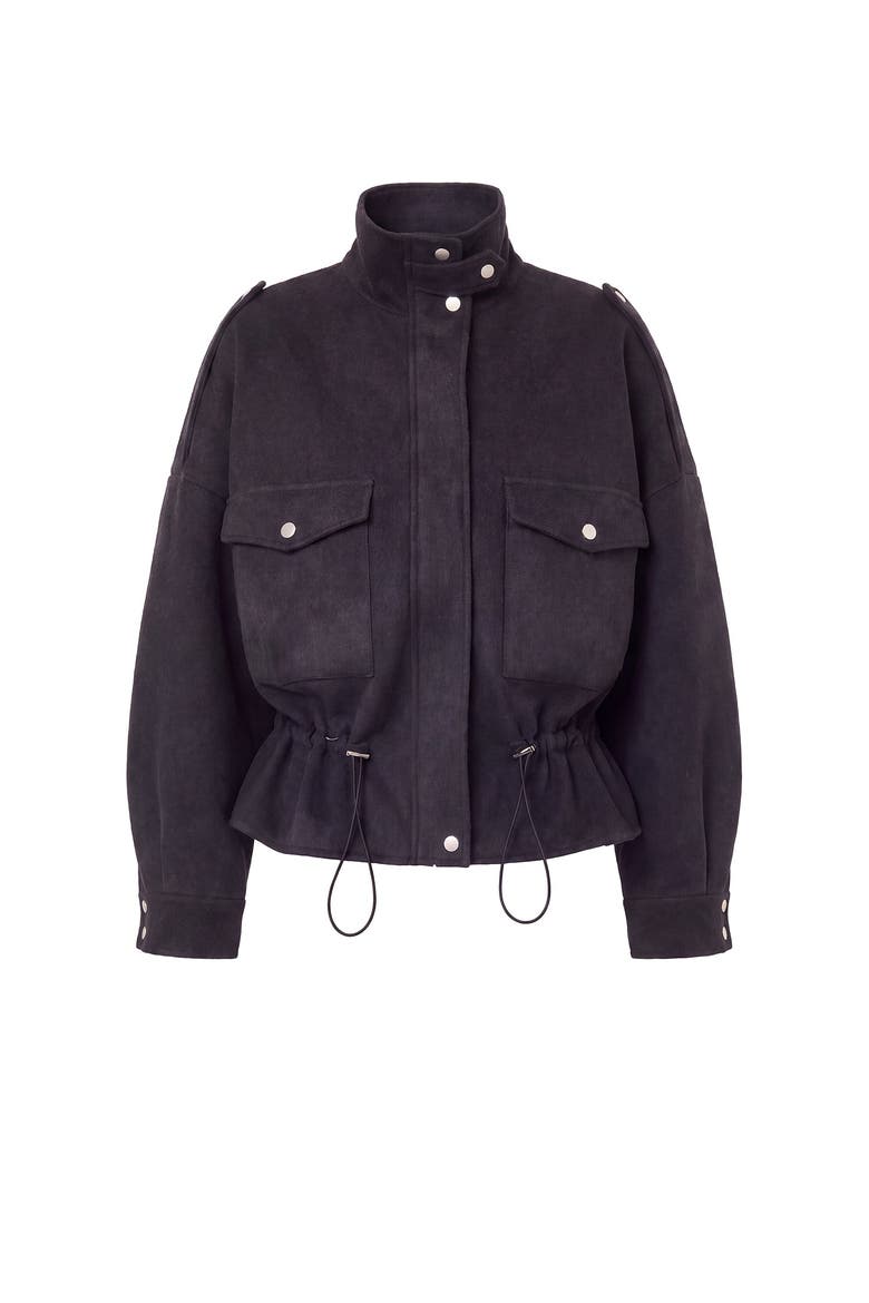 Ciara Drawcord Blouson Jacket, Alternate, color, CARBON