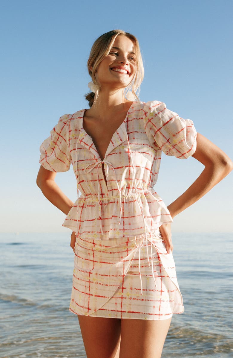 Petal & Pup Pippi Tie Front Peplum Top, Alternate, color, 