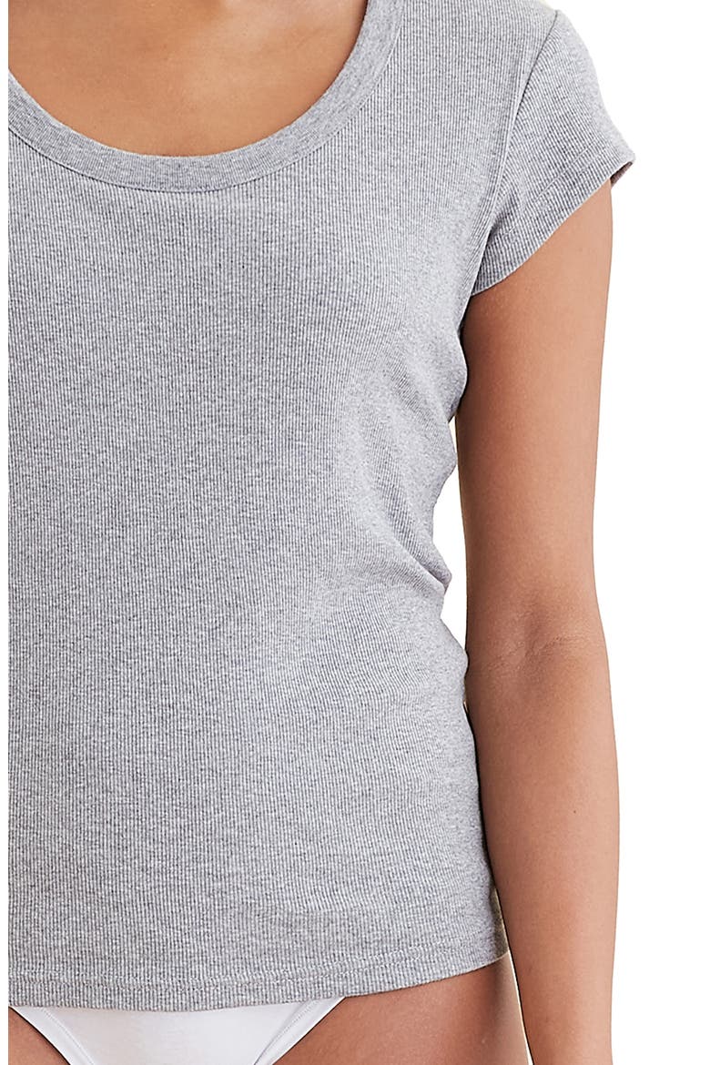 Milla Ribbed Shelf Bra T-Shirt, Alternate, color, GREY
