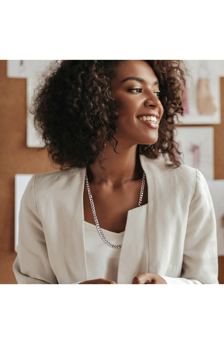 DELMAR Sterling Silver Bevel Curb Chain Necklace, Alternate, color, Silver