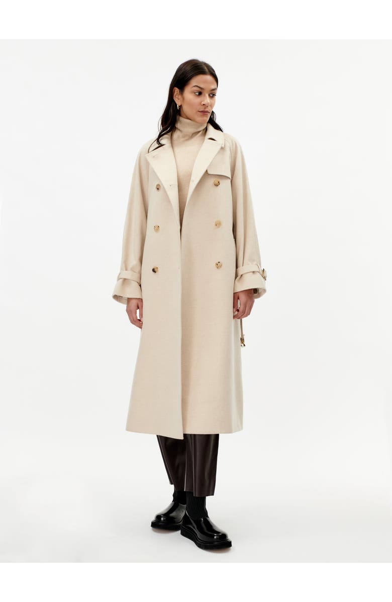 GOBI Mongolian Cashmere Cashmere Double Breasted Trench Coat, Main, color, Beige
