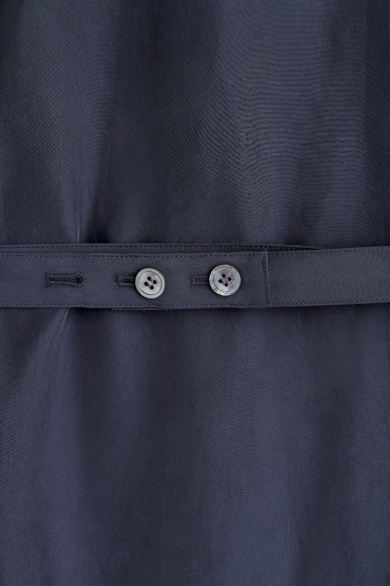 Gathered Washed-Silk Midi Shirt Dress, Alternate, color, NAVY