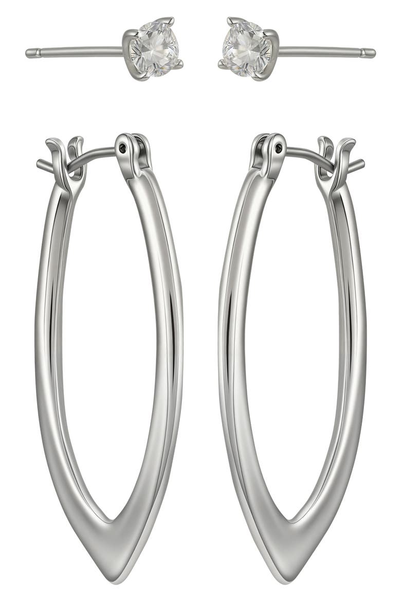 Set of 2 Assorted Earrings, Alternate, color, SILVER