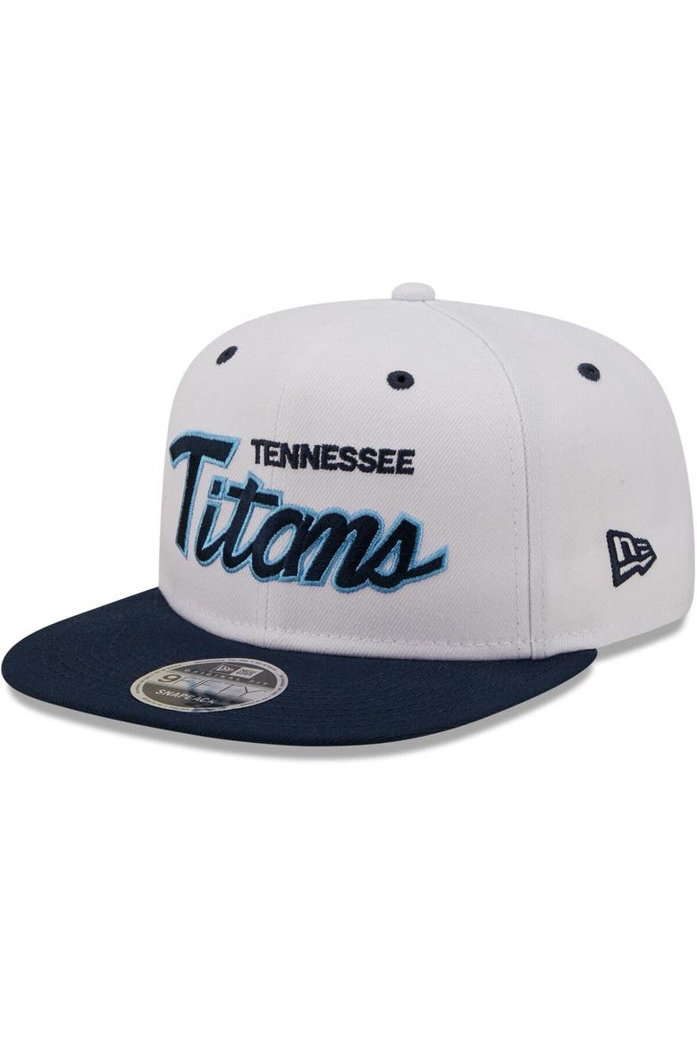 Men's New Era White/Navy Tennessee Titans Sparky Original 9FIFTY Snapback Hat, Main, color, White