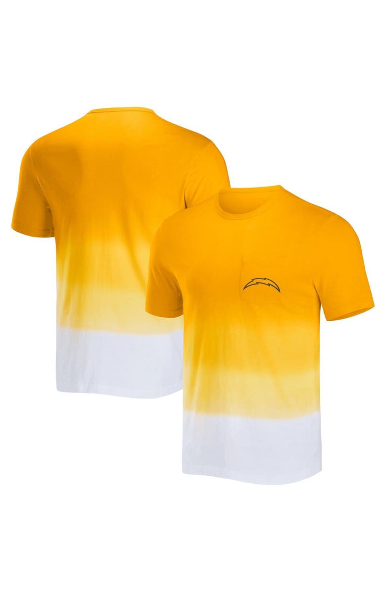NFL X DARIUS RUCKER Men's NFL x Darius Rucker Collection by Fanatics Gold/White Los Angeles Chargers Dip Dye Pocket T-Shirt, Main, color, Gold