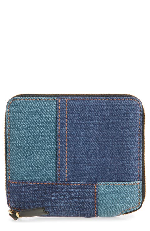 Denim Patchwork Print Leather Wallet