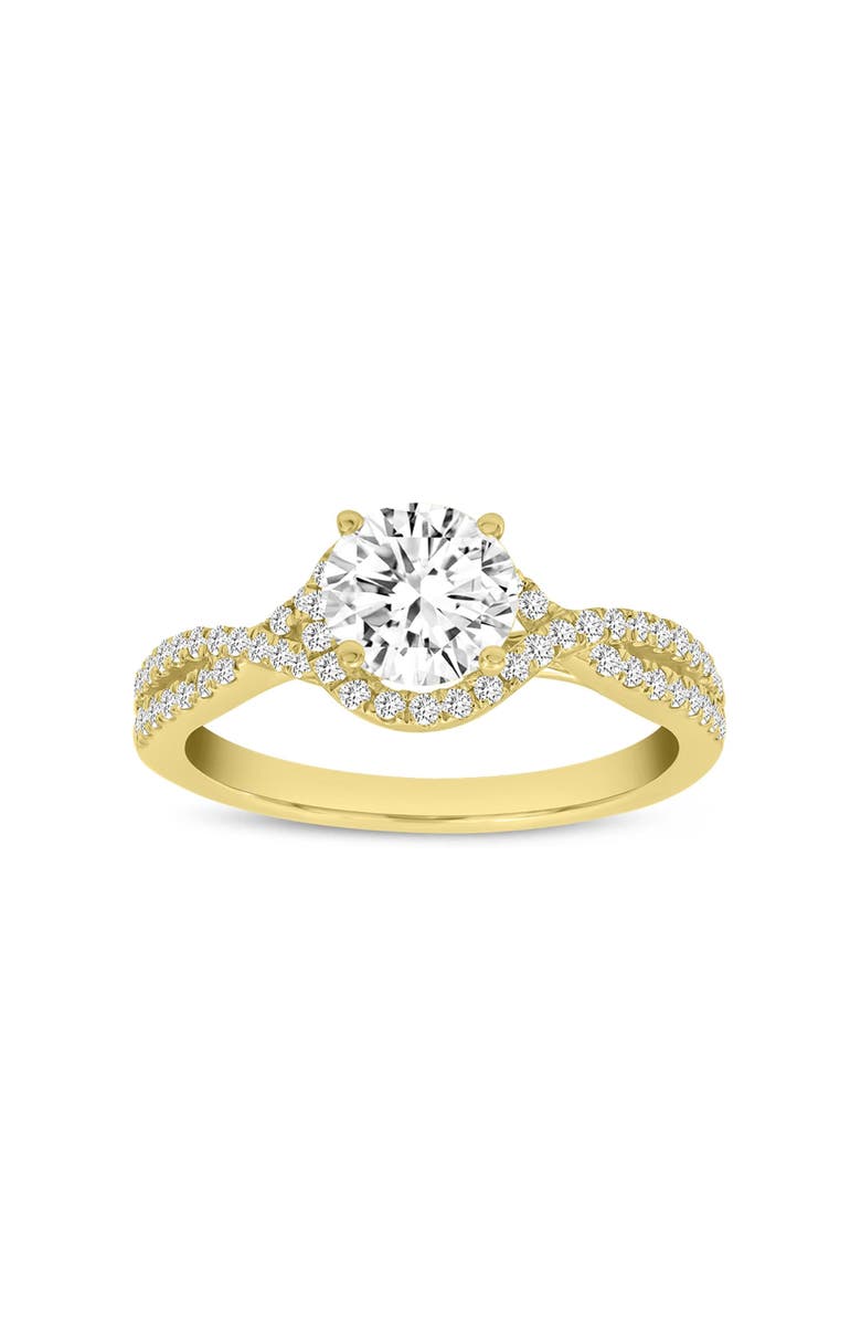 LuvMyJewelry Bijou 14K Yellow Gold Round Cut Lab Grown Diamond Halo Engagement Ring - 2.25 Ct, Main, color, 14K Yellow Gold