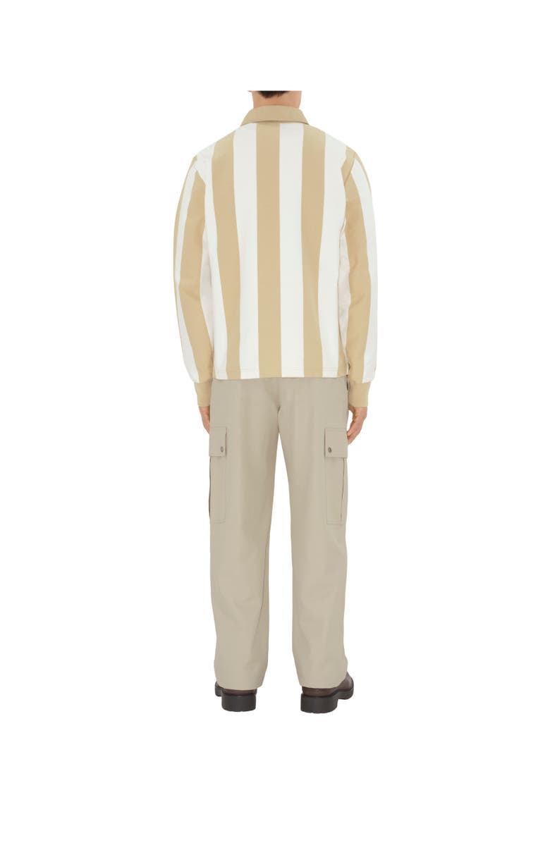 Burberry Long-sleeve Striped Cotton Polo Shirt, Alternate, color, 