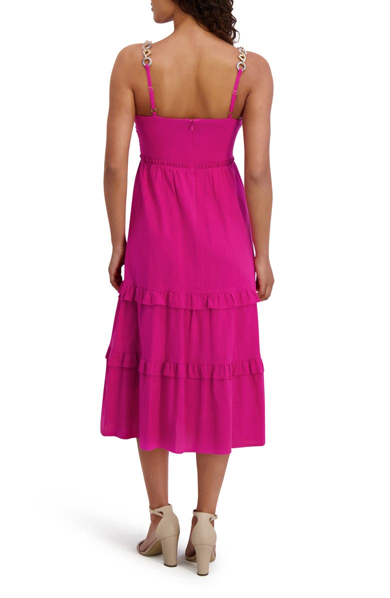 Siena Embellished Tiered Midi Dress, Alternate, color, Hot Pink