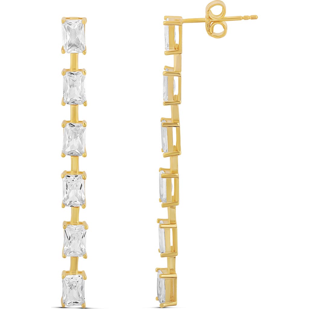 Shymi Emerald Bar Drop Earrings In Gold