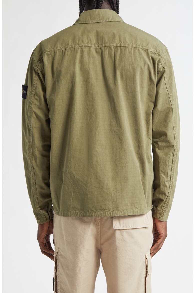 Mercerised Organic Cotton Ripstop Overshirt, Alternate, color, MILITARY GREEN