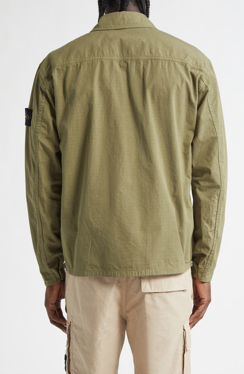 Stone Island Mercerised Organic Cotton Ripstop Overshirt, Alternate, color, Military Green