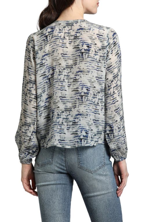 Apny Print Tie Front Top In Grey Multi