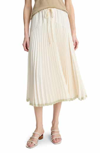 Tiered Pleated Midi Skirt