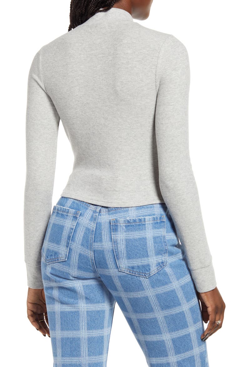 Easy Rib Mock Neck Top, Alternate, color, GREY HEATHER