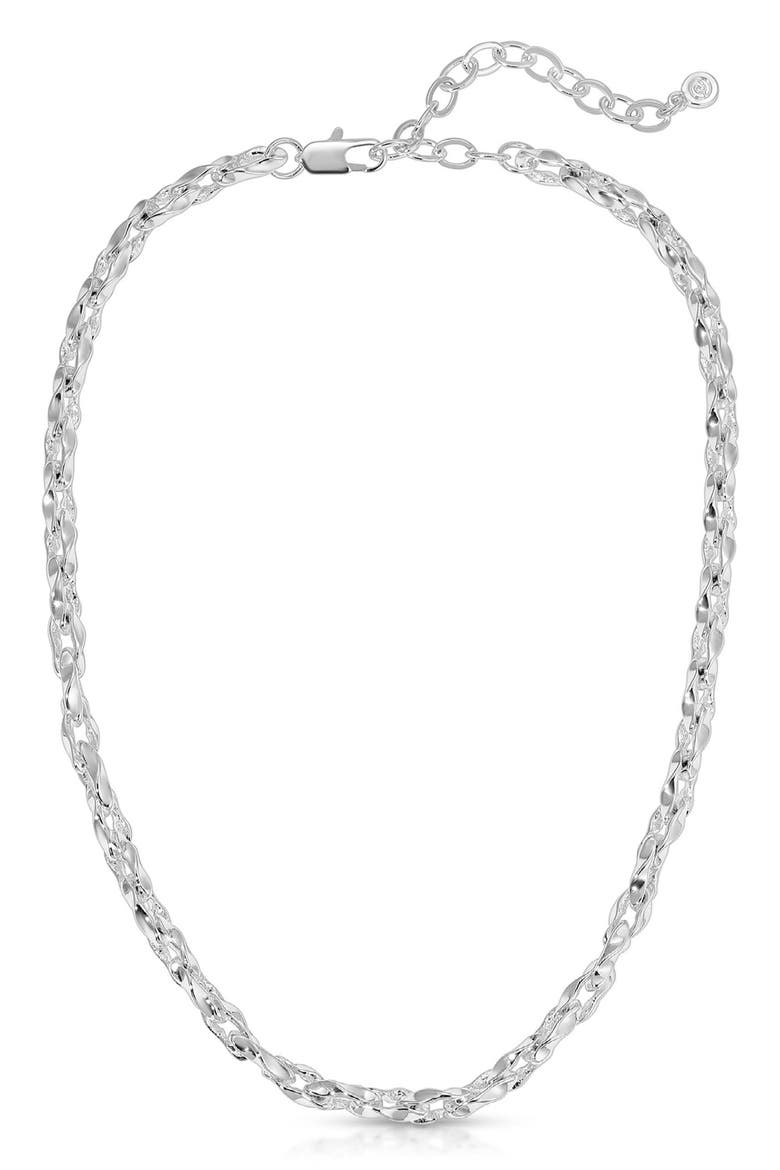 Sculpted Links Necklace, Main, color, SILVER