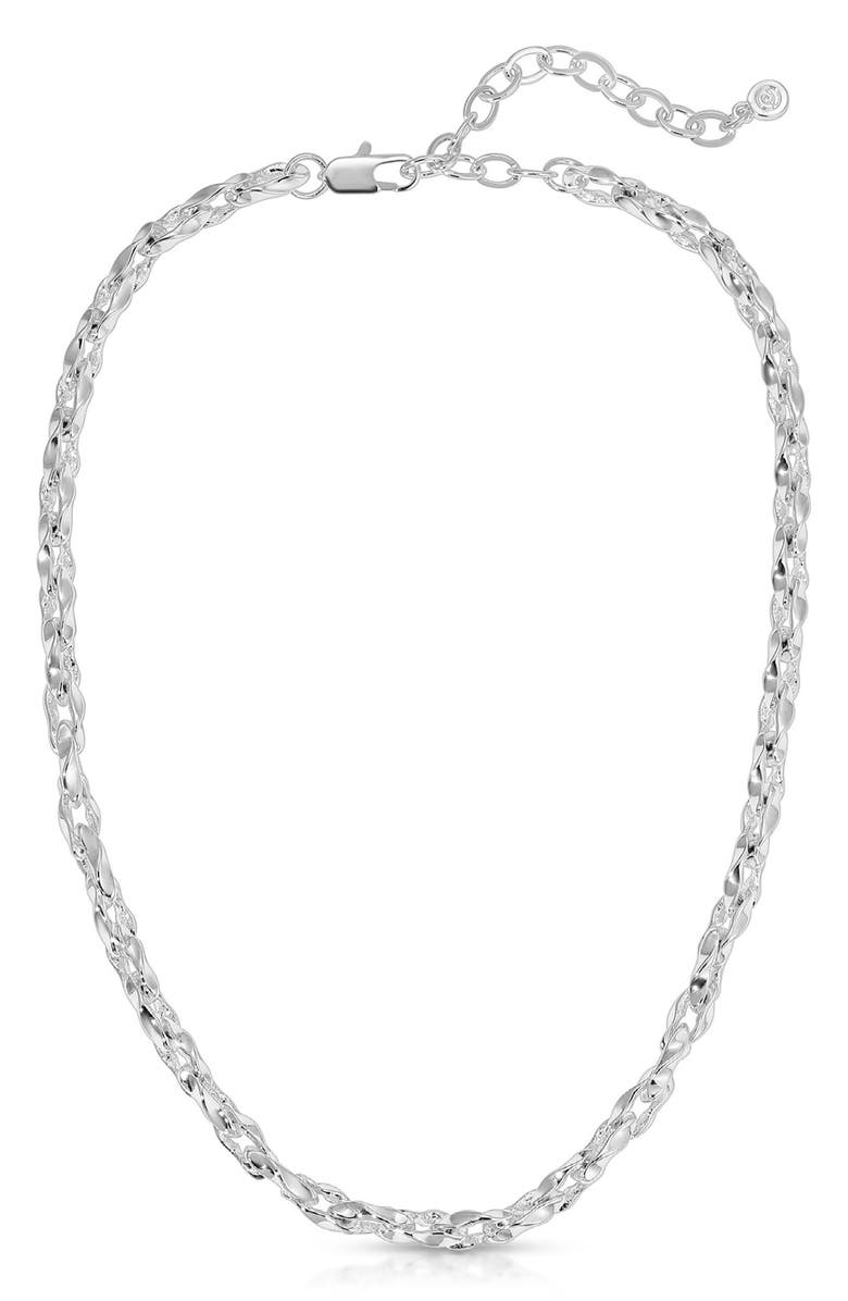Ettika Sculpted Links Necklace, Main, color, Silver