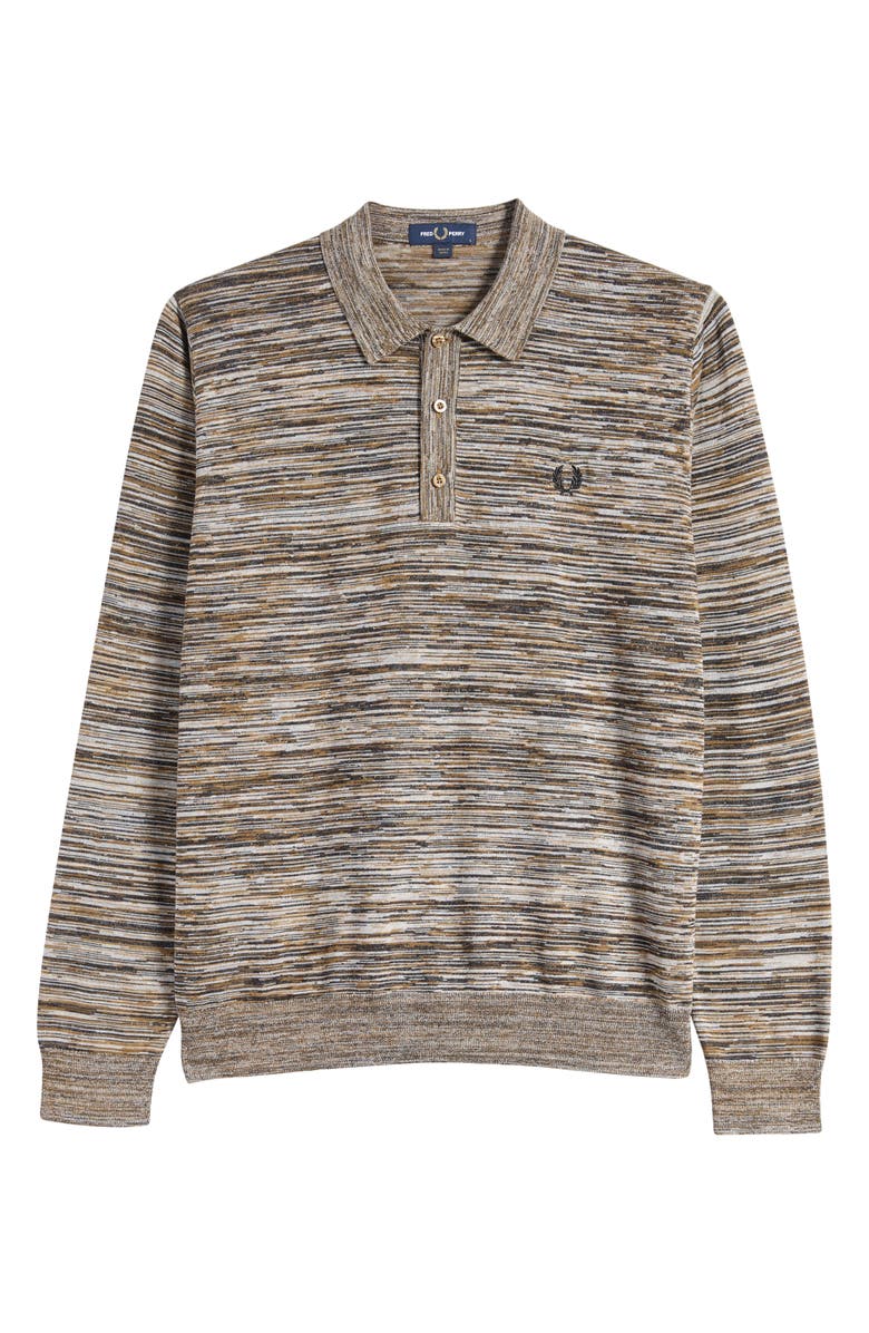 Fred Perry Space Dye Long Sleeve Cotton Polo Sweater, Alternate, color, 