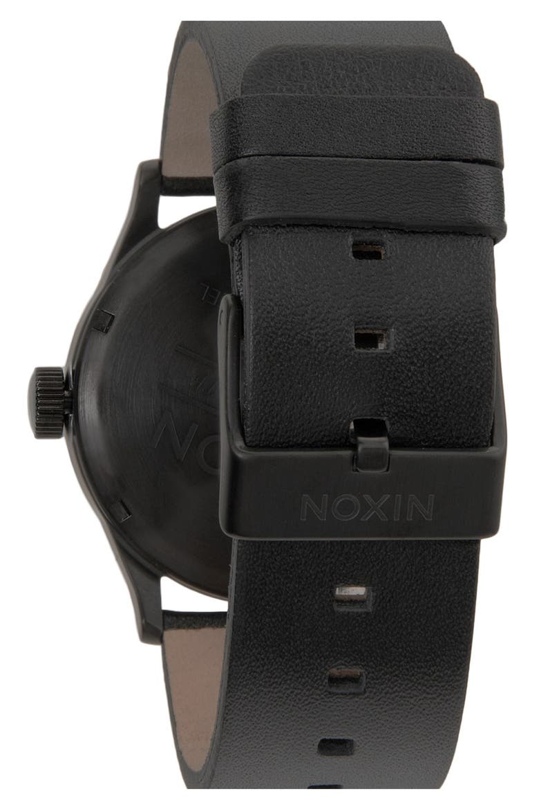 The Sentry Leather Strap Watch, 42mm, Alternate, color, ALL BLACK