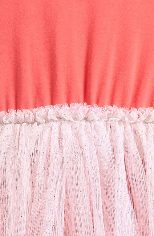 Tucker + Tate Kids' Jersey & Mesh Tutu Dress In Coral Sugar- Gold Heart