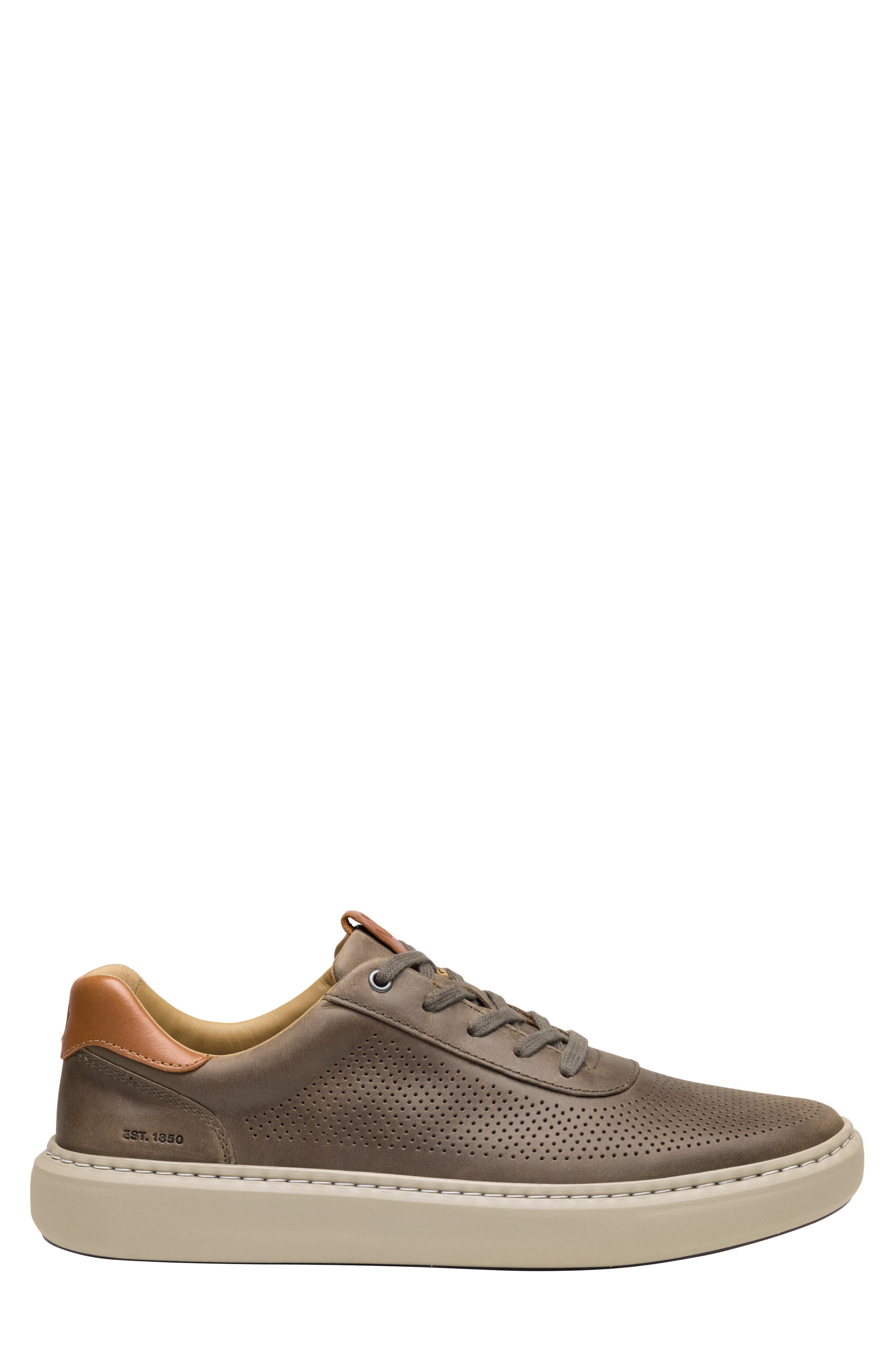 Anders Perforated Leather Sneaker, Alternate, color, DARK TAUPE OILED FULL GRAIN