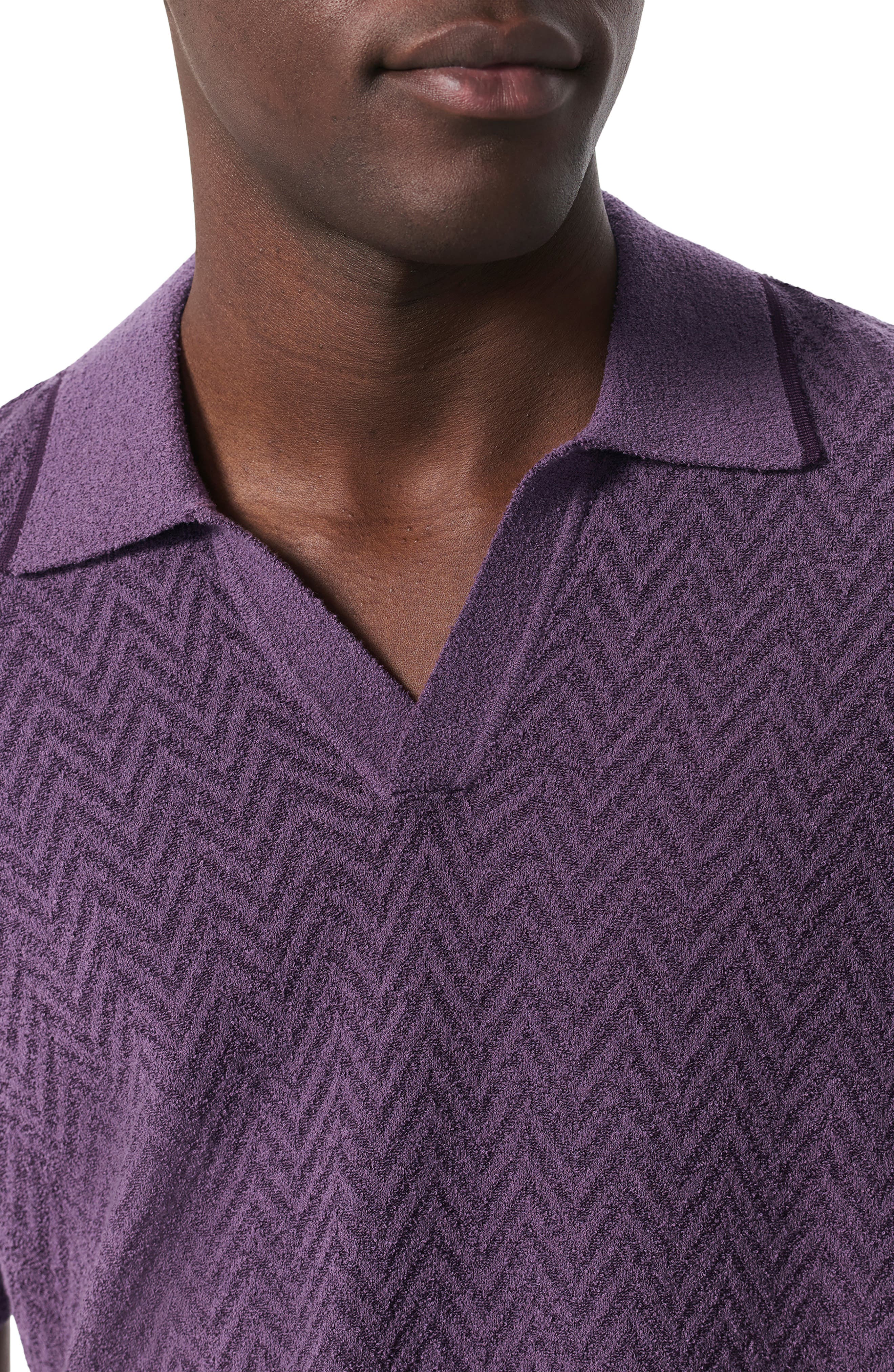 Zuma Johnny Collar Chevron Terry Cloth Polo - image 2